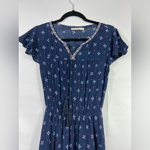 LCW Casual Women’s Boho Summer Lined Crinkle Cinched Waist Dress Size S/M - Picture 2 of 8